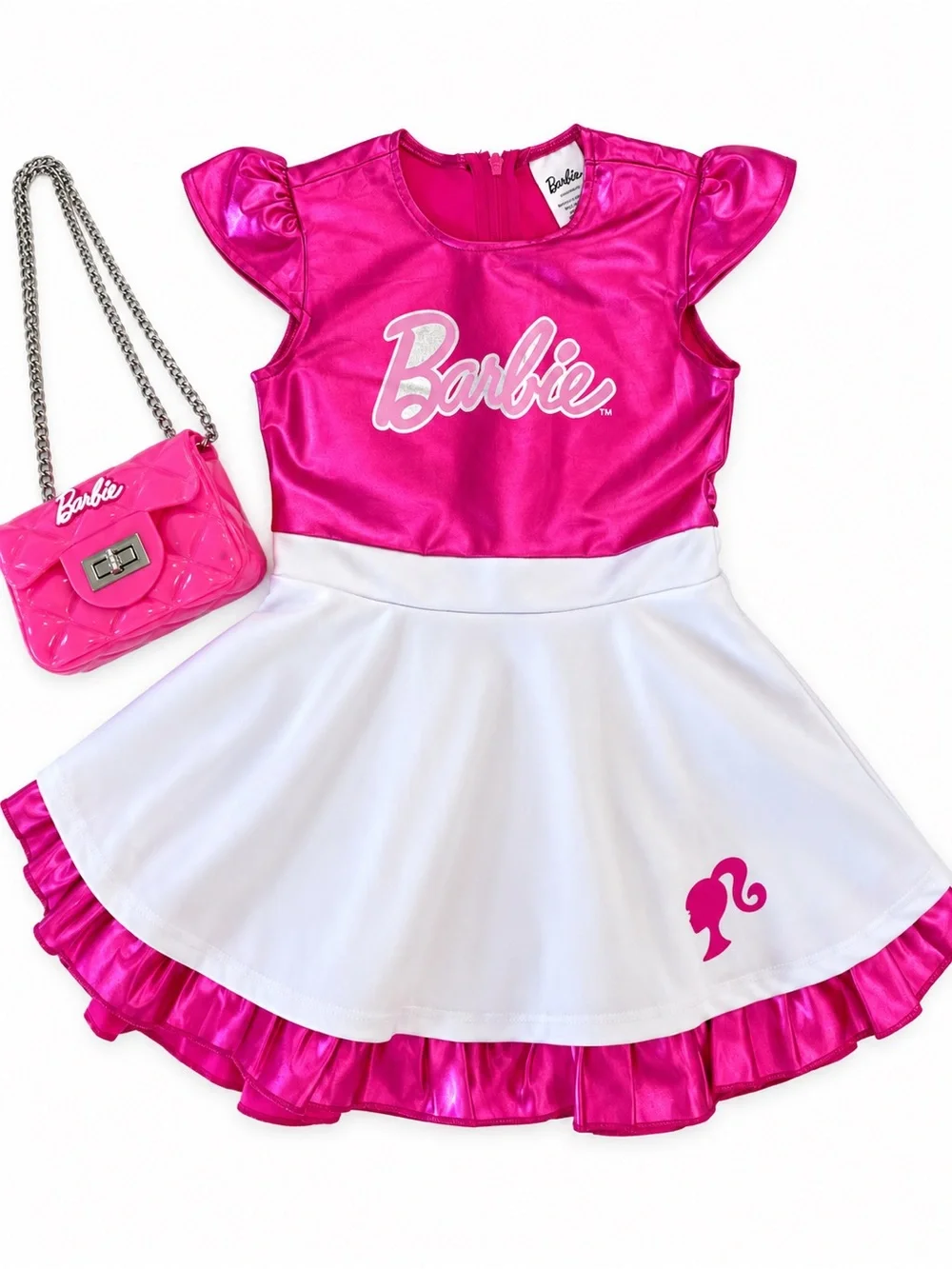 Barbie Girl Halloween Costume Pink Dress, Wig, Headband, Bow & Belt Size 3T/4T